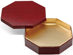 八角重箱(赤漆)セット本体のみ(金皿なし)