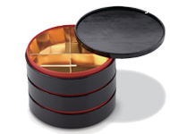 円形貼箱(小)三段重黒