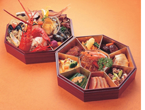 紙製八角重箱(赤漆)