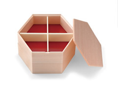 折箱 六角柾目　赤二段