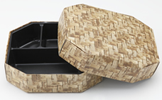 八角長手箱　いぶし竹柄