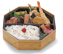 八角弁当箱 竹柄 盛付例