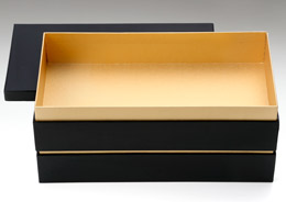 洋風料理箱 スリット（黒）6.5寸 二段